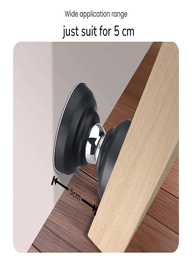 MTRoyaldia Magnetic Door Stoppers 5cm 2 Pack, Stainless Steel Door Stops for Wall and Floor Mounting, Door Holder Keep Door Open, No Drilling Door Stop with Adhesive Tapes, Black - Image 3